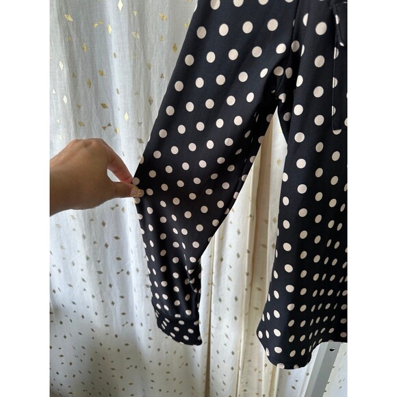 BCBG MaxAzria Women's Polka Dot Button Down Collar Long Sleeve Blouse Petite XL - Picture 2 of 6